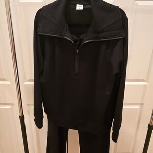 Women's Lounge Set - Half Zip Sweatshirt And Wide Leg Sweatpants